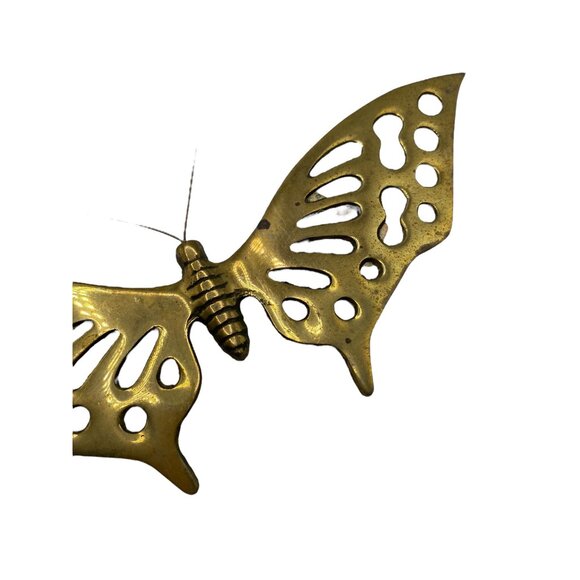 Vintage Interpur Brass ? Butterfly Wall Decor Plaque Set/2 Spring Wing Fly Read - Picture 10 of 11